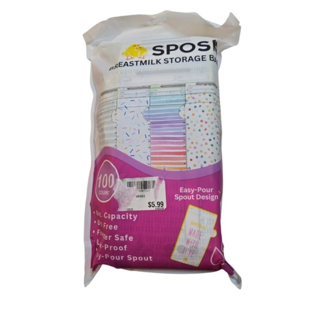 Sposie Breastmilk Storage Bags 100 Count 8oz BPA Free Freezer Safe‎ Easy Pour